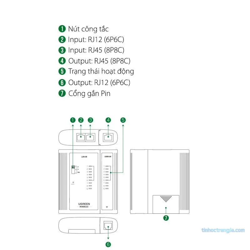 Thiết bị kiểm tra dây cáp mạng RJ45/RJ11 Ugreen 10950 4