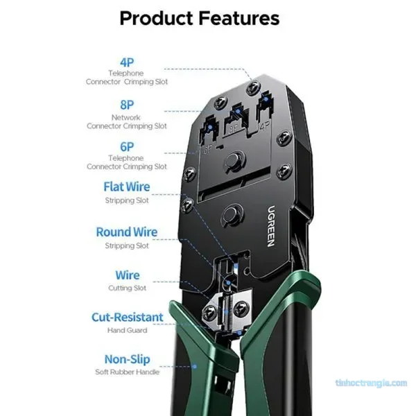 Kìm bấm cáp mạng đa năng Ugreen 35971 (RJ45/RJ11/RJ12) 5