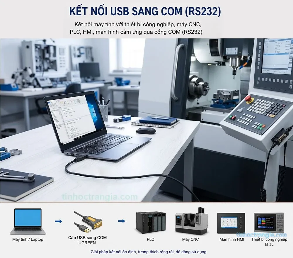 Cáp USB Sang COM RS232 1.5M Ugreen 20211 (Tích Hợp Chipset) 2