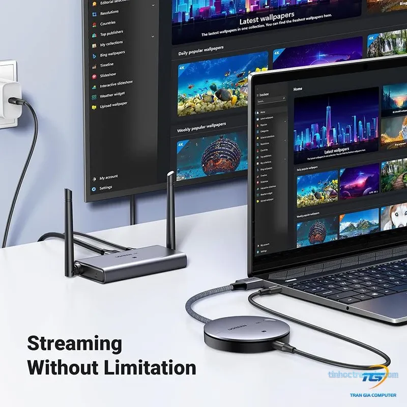 Bộ truyền tín hiệu HDMI và VGA không dây 50M Ugreen CM586 (90909A) hỗ trợ 4K 2