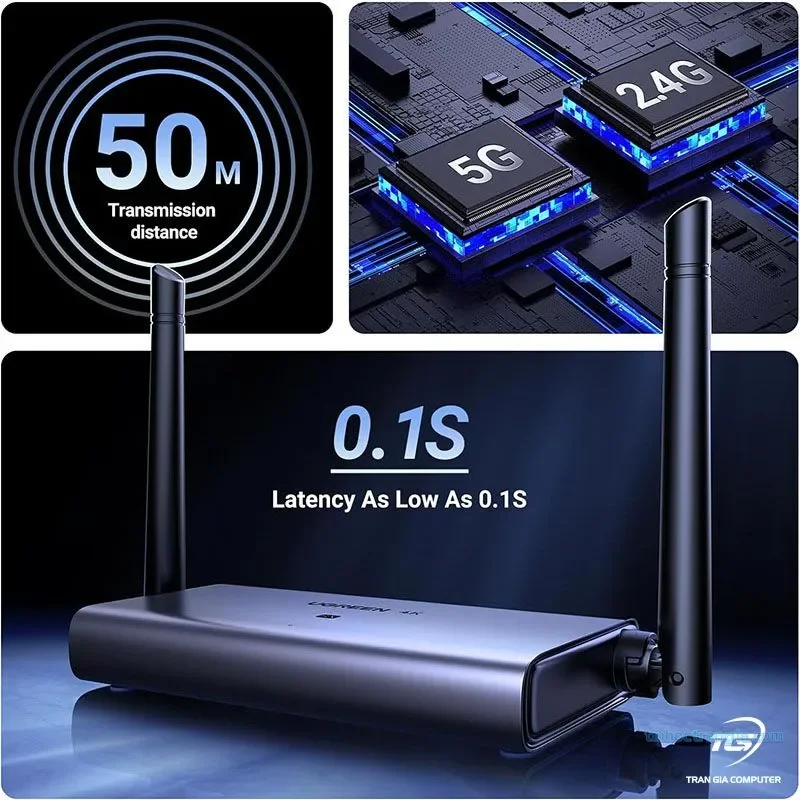Bộ truyền tín hiệu HDMI và VGA không dây 50M Ugreen CM586 (90909A) hỗ trợ 4K 4