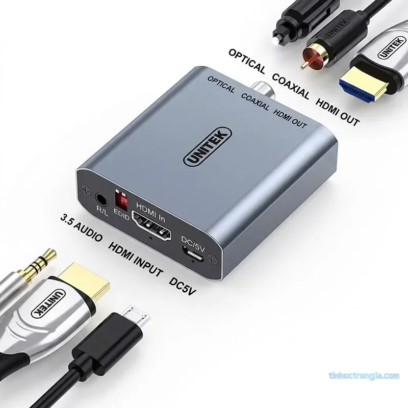 Bộ tách âm thanh HDMI sang HDMI và Audio Quang/3.5mm Unitek V174A 4K@30Hz